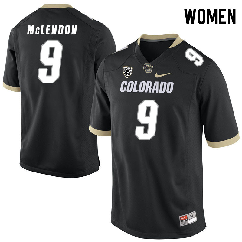 Women #9 Derrick McLendon Colorado Buffaloes College Football Jerseys Stitched Sale-Black - Click Image to Close